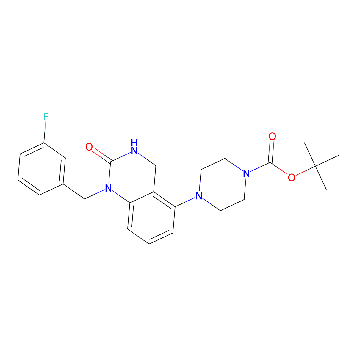 tert-butyl 4-[1-(3-fluorobenzyl)-2-oxo-1,2,3,4-tetrahydro-5-quinazolinyl]tetrahydro-1(2H)-pyrazinecarboxylate molecular structure, CAS 1211312-10-5