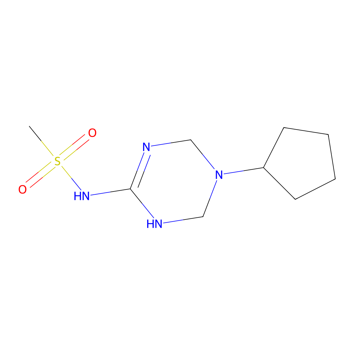 N-(5-cyclopentyl-1,4,5,6-tetrahydro-1,3,5-triazin-2-yl)methanesulfonamide molecular structure, CAS 1211313-41-5