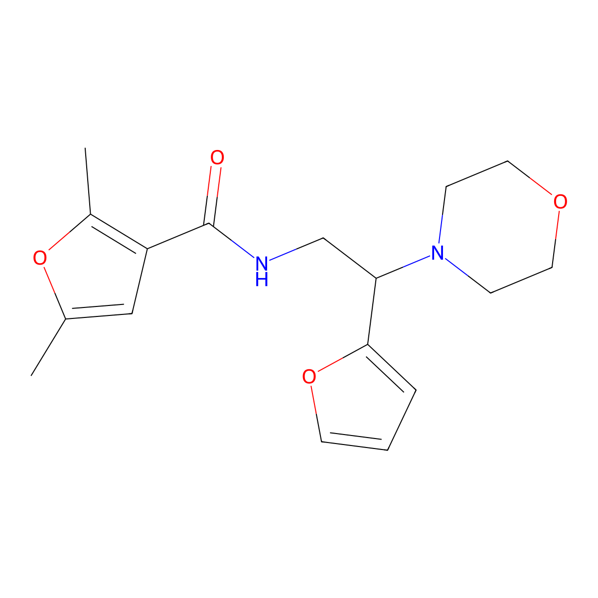N-(2-(furan-2-yl)-2-morpholinoethyl)-2,5-dimethylfuran-3-carboxamide molecular structure, CAS 1211321-98-0