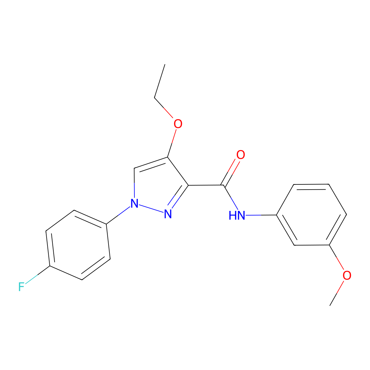 4-ethoxy-1-(4-fluorophenyl)-N-(3-methoxyphenyl)-1H-pyrazole-3-carboxamide molecular structure, CAS 1211325-90-4