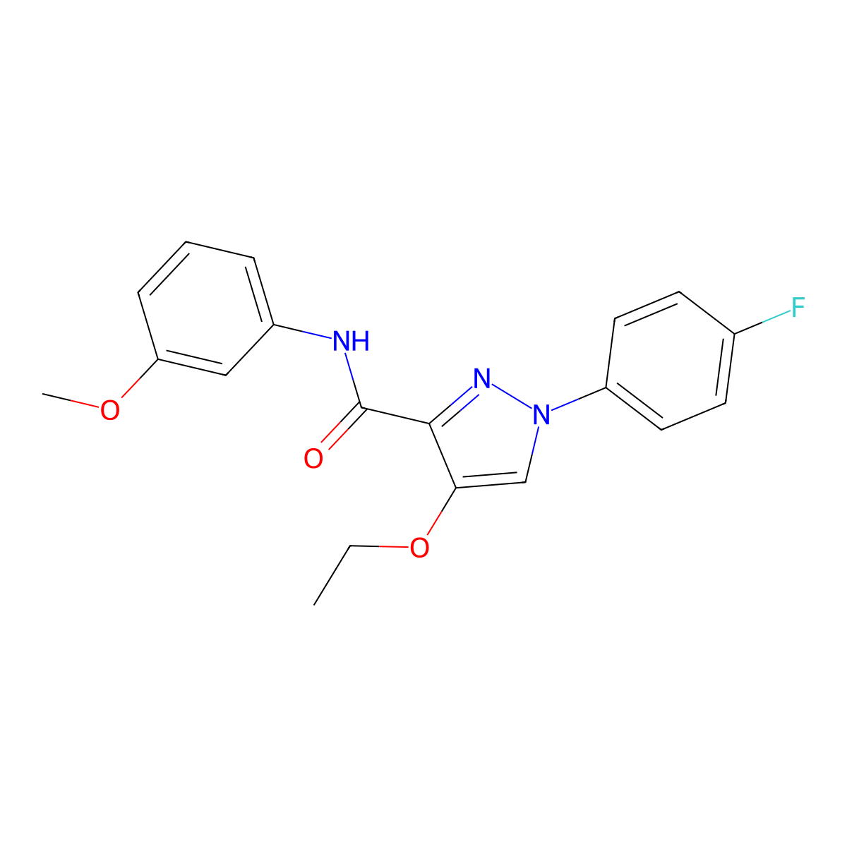 4-ethoxy-1-(4-fluorophenyl)-N-(3-methoxyphenyl)-1H-pyrazole-3-carboxamide molecular structure, CAS 1211325-90-4