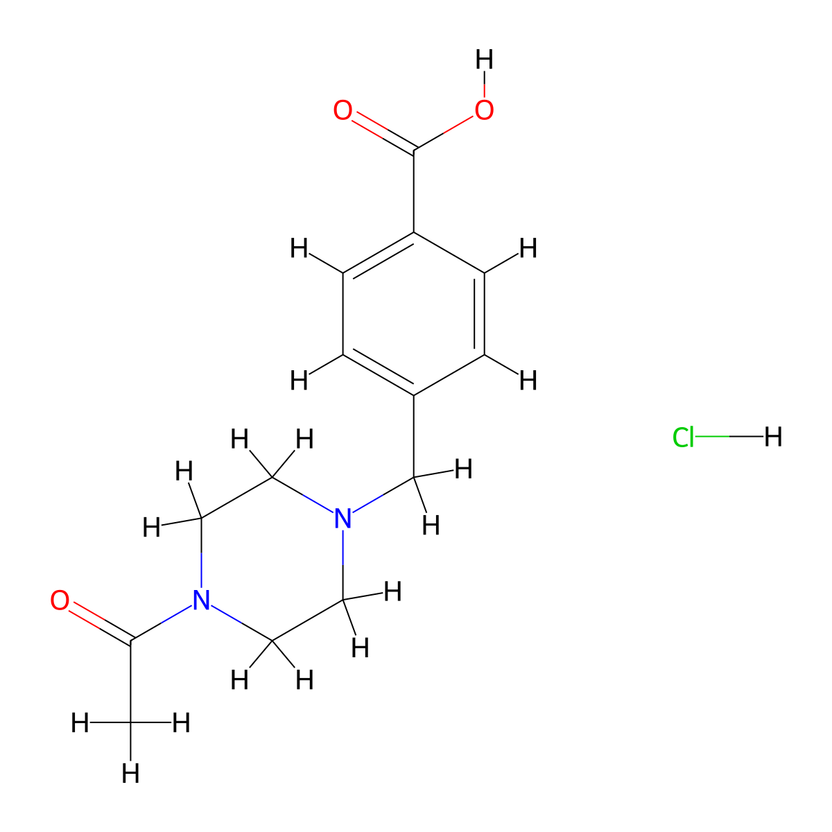4-((4-Acetylpiperazin-1-yl)methyl)benzoic acid hydrochloride molecular structure, CAS 1211327-33-1
