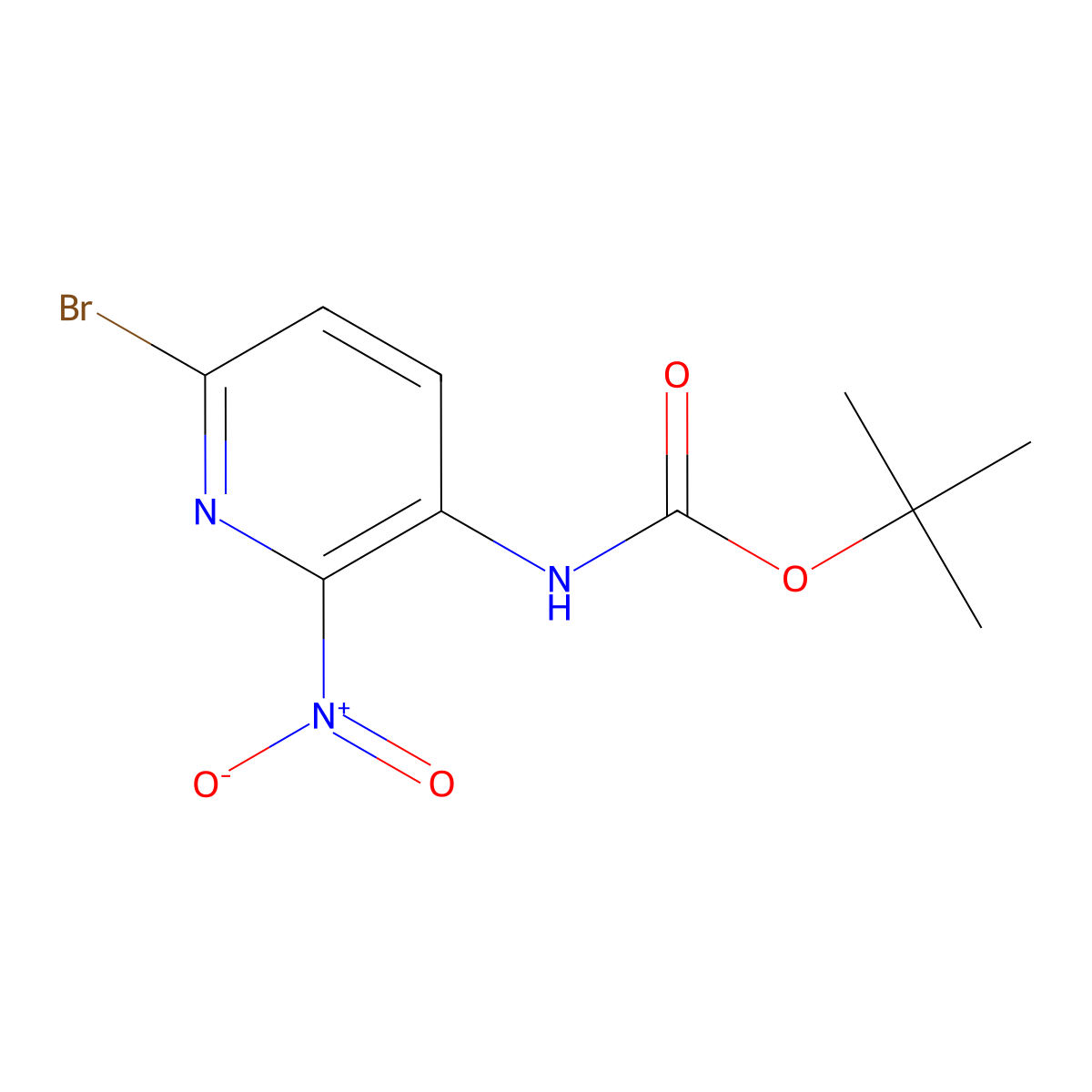 (6-Bromo-2-nitro-pyridin-3-yl)-carbamic acid tert-butyl ester molecular structure, CAS 1211333-11-7
