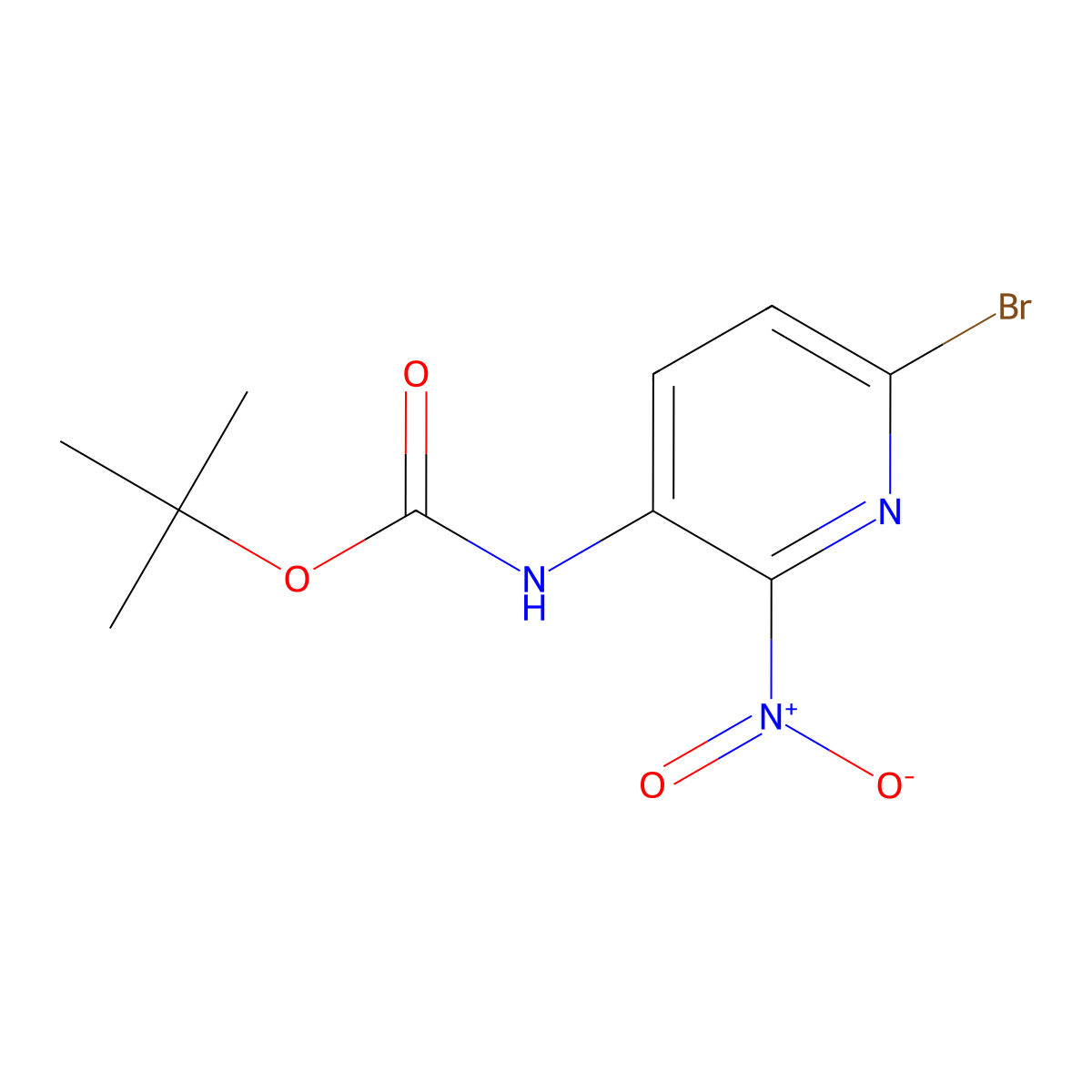 (6-Bromo-2-nitro-pyridin-3-yl)-carbamic acid tert-butyl ester molecular structure, CAS 1211333-11-7