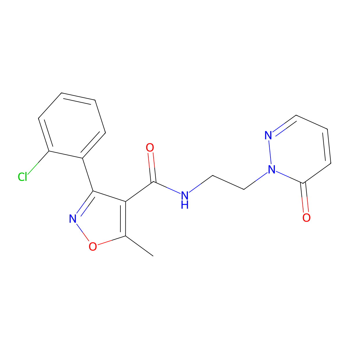 3-(2-chlorophenyl)-5-methyl-N-(2-(6-oxopyridazin-1(6H)-yl)ethyl)isoxazole-4-carboxamide molecular structure, CAS 1211337-39-1