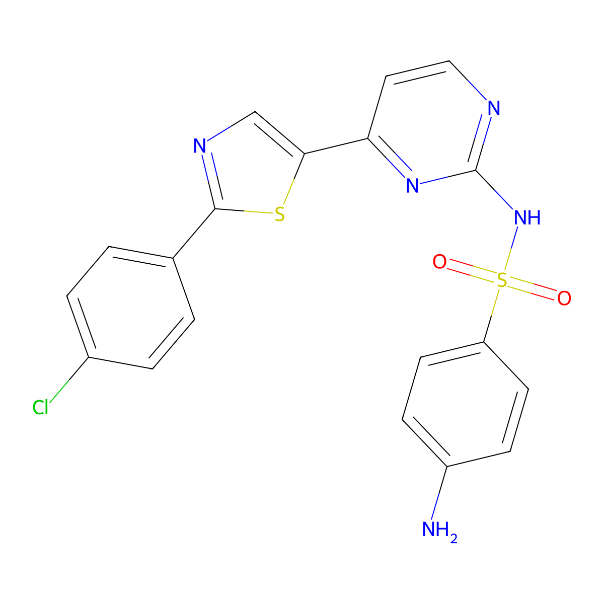 4-amino-N-{4-[2-(4-chlorophenyl)-1,3-thiazol-5-yl]-2-pyrimidinyl}benzenesulfonamide molecular structure, CAS 1211337-63-1