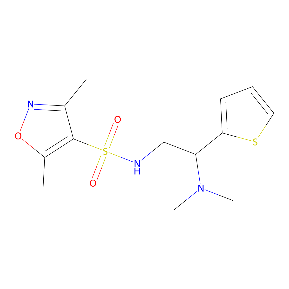 N-(2-(dimethylamino)-2-(thiophen-2-yl)ethyl)-3,5-dimethylisoxazole-4-sulfonamide molecular structure, CAS 1211338-13-4