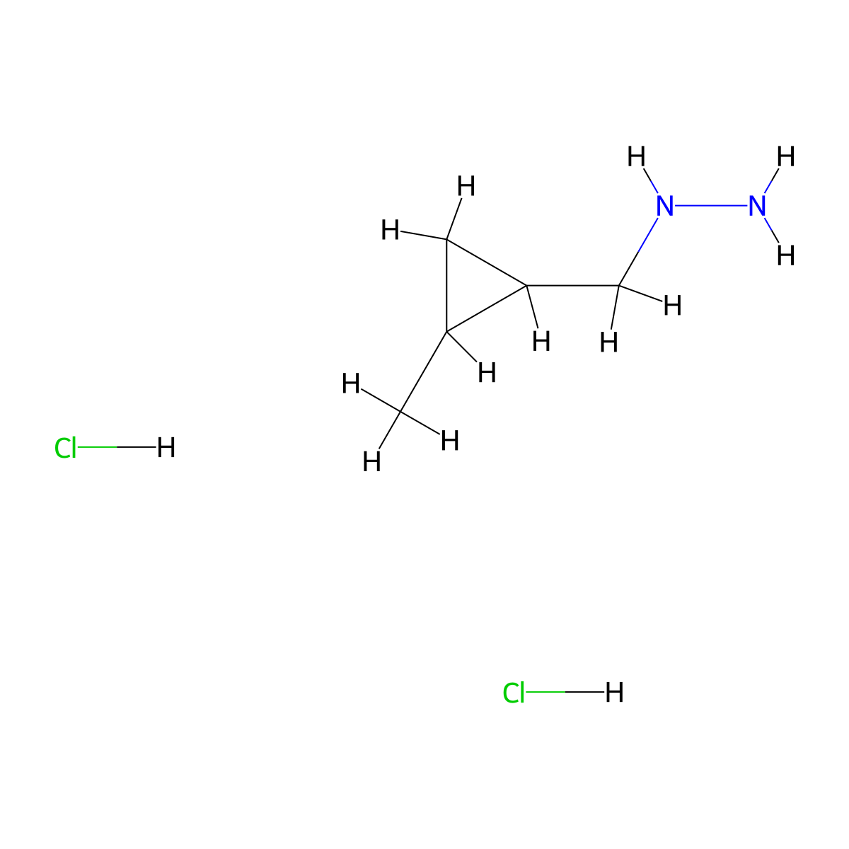 [(2-Methylcyclopropyl)methyl]hydrazine dihydrochloride molecular structure, CAS 1211340-02-1