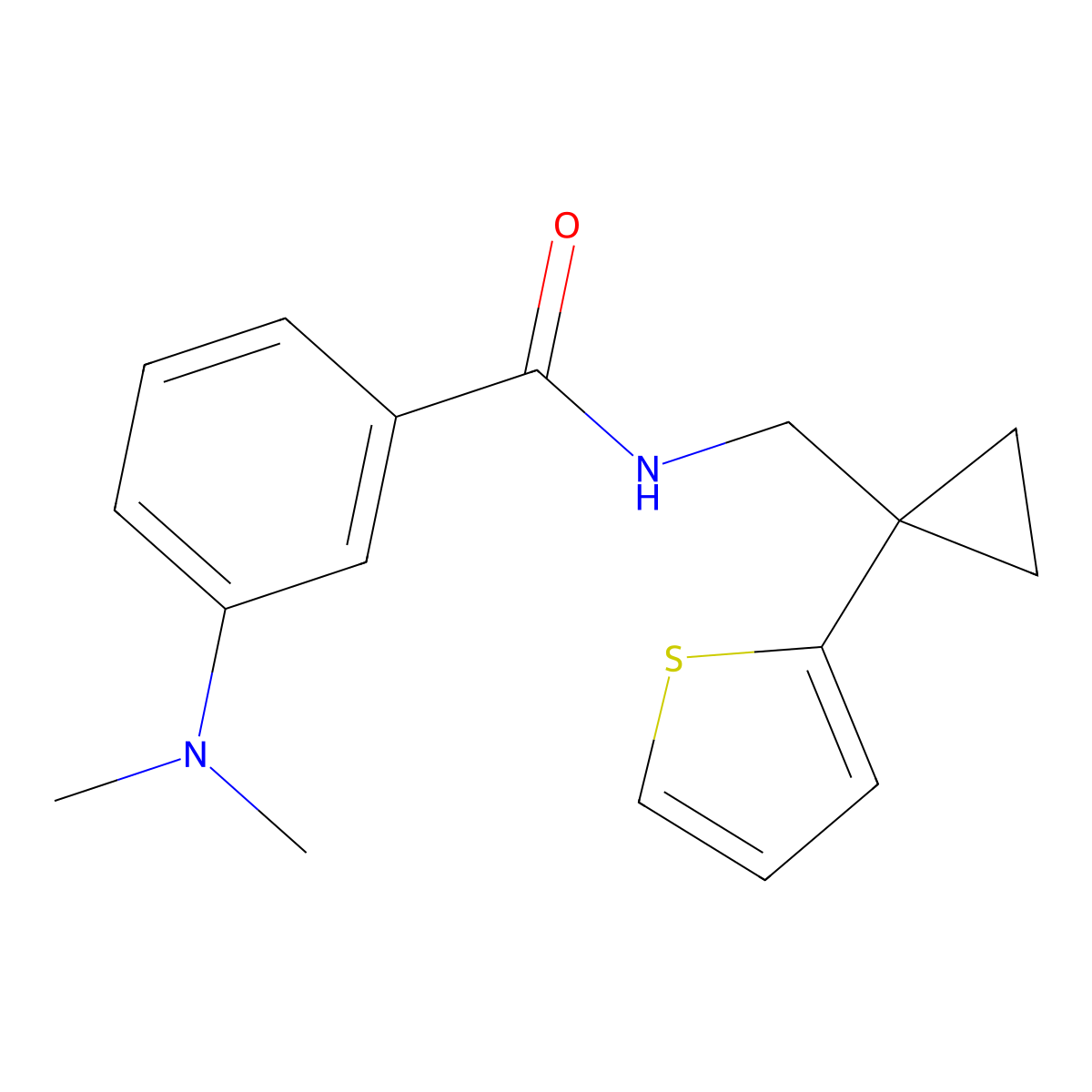3-(dimethylamino)-N-((1-(thiophen-2-yl)cyclopropyl)methyl)benzamide molecular structure, CAS 1211342-32-3