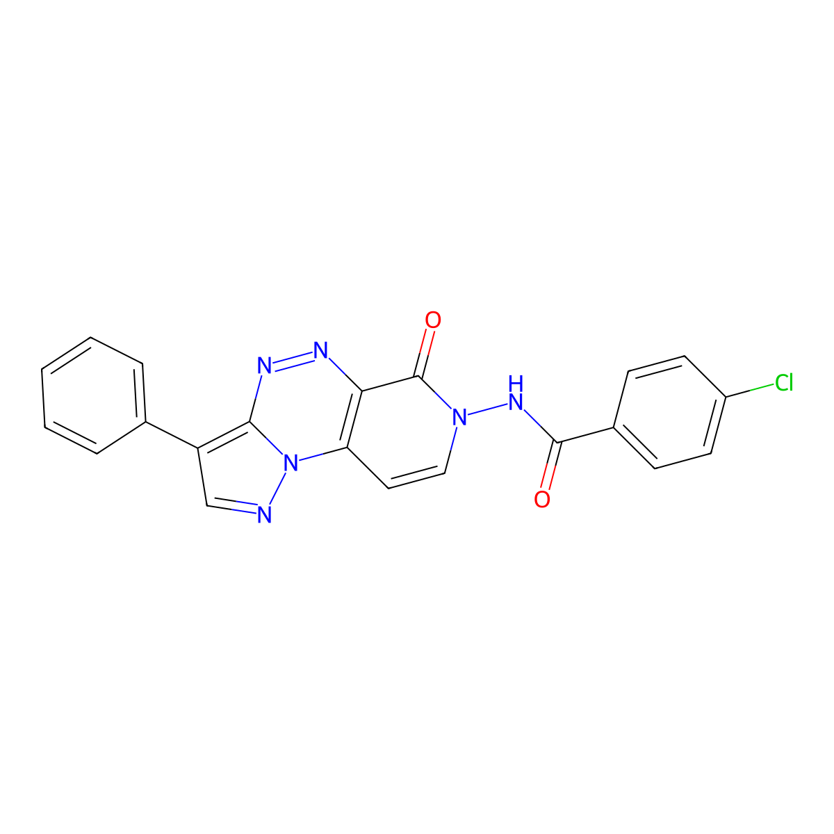 4-chloro-N-(6-oxo-3-phenylpyrazolo[5,1-c]pyrido[4,3-e][1,2,4]triazin-7(6H)-yl)benzamide molecular structure, CAS 1211347-08-8