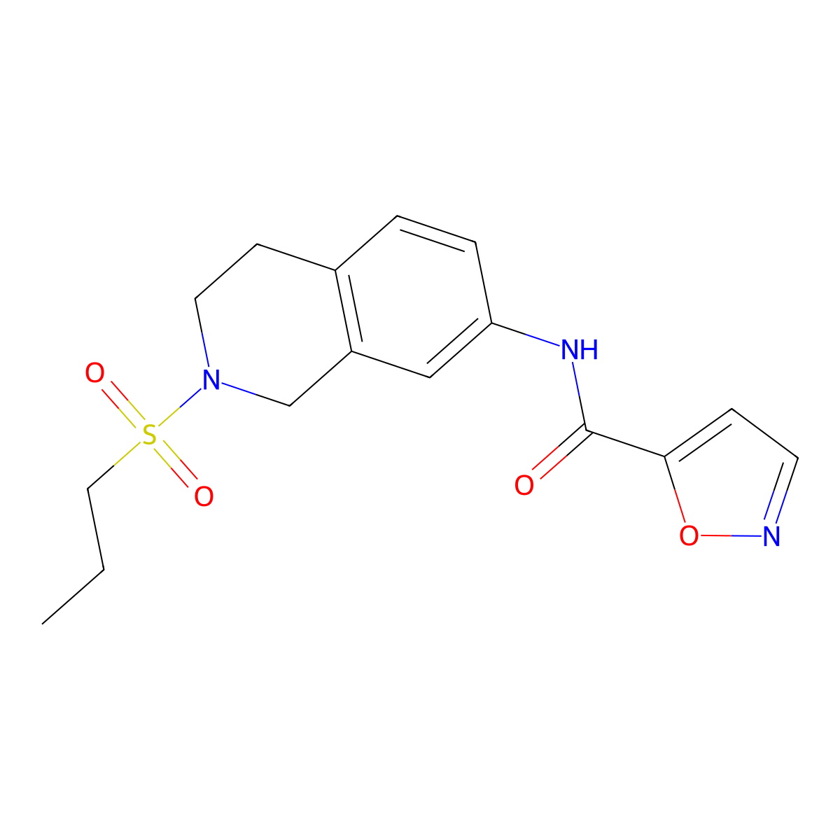 N-(2-(propylsulfonyl)-1,2,3,4-tetrahydroisoquinolin-7-yl)isoxazole-5-carboxamide molecular structure, CAS 1211347-55-5