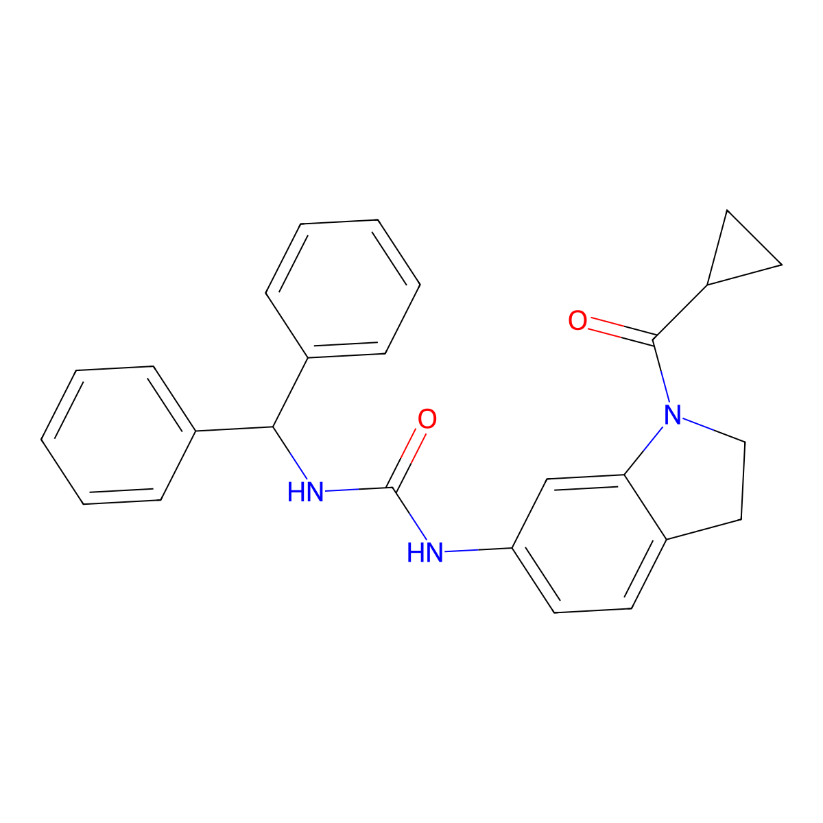 1-Benzhydryl-3-(1-(cyclopropanecarbonyl)indolin-6-yl)urea molecular structure, CAS 1211350-90-1