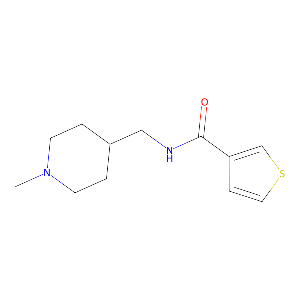 N-[(1-methylpiperidin-4-yl)methyl]thiophene-3-carboxamide molecular structure, CAS 1211352-59-8