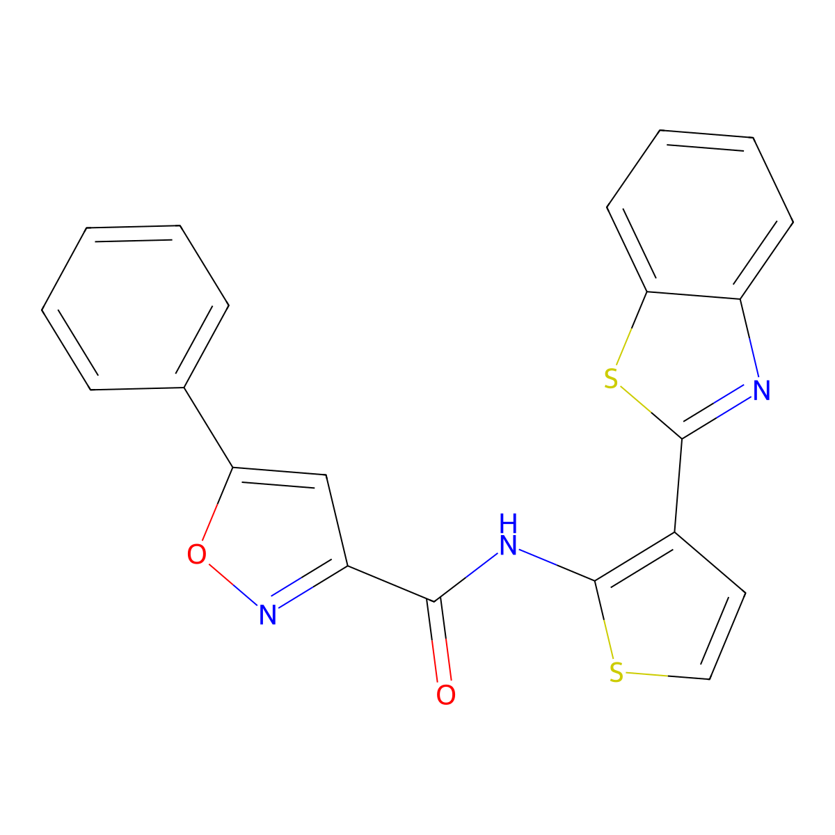 N-(3-(benzo[d]thiazol-2-yl)thiophen-2-yl)-5-phenylisoxazole-3-carboxamide molecular structure, CAS 1211354-08-3