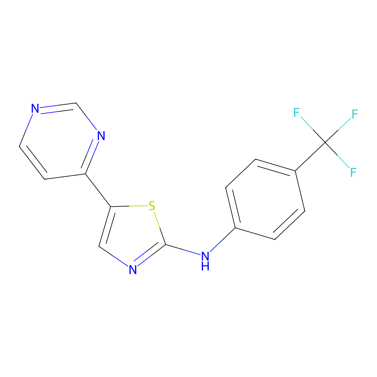 5-(4-pyrimidinyl)-N-[4-(trifluoromethyl)phenyl]-1,3-thiazol-2-amine molecular structure, CAS 1211363-16-4