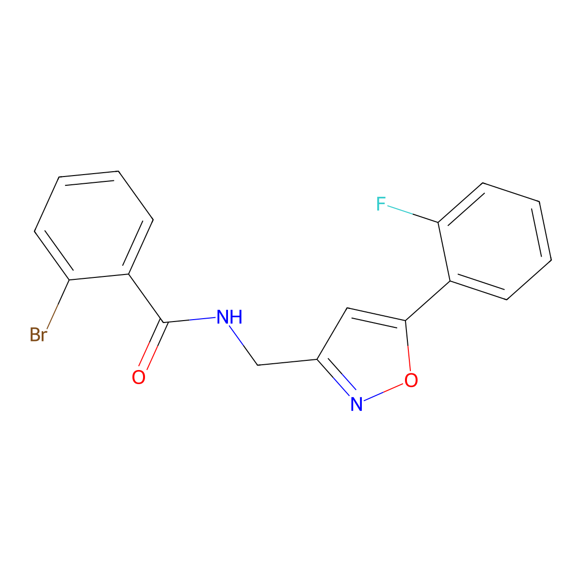 2-bromo-N-((5-(2-fluorophenyl)isoxazol-3-yl)methyl)benzamide molecular structure, CAS 1211363-60-8