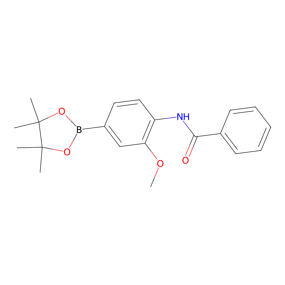 N-(2-methoxy-4-(4,4,5,5-tetramethyl-1,3,2-dioxaborolan-2-yl)phenyl)benzamide molecular structure, CAS 1211366-28-7
