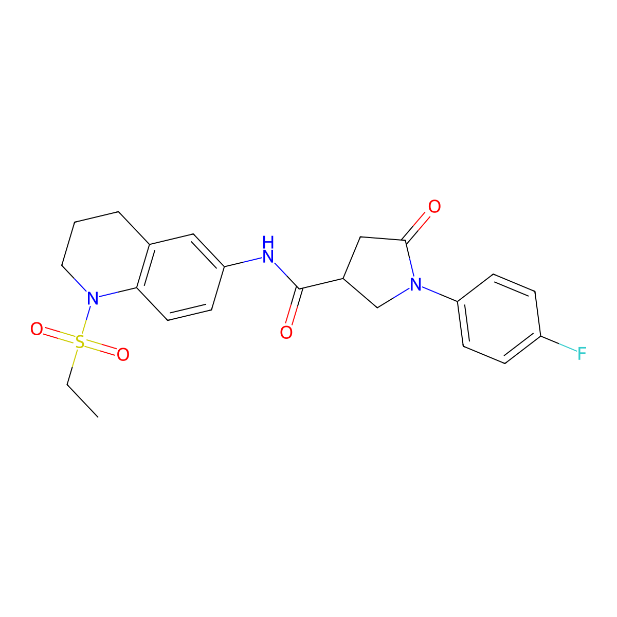 N-(1-(ethylsulfonyl)-1,2,3,4-tetrahydroquinolin-6-yl)-1-(4-fluorophenyl)-5-oxopyrrolidine-3-carboxamide molecular structure, CAS 1211368-22-7