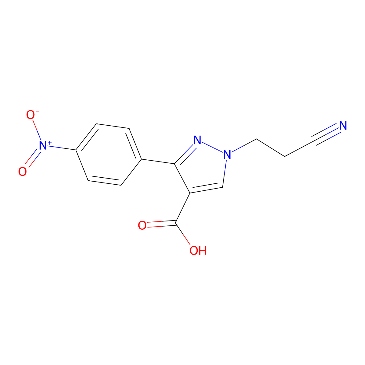 1-(2-cyanoethyl)-3-(4-nitrophenyl)-1H-pyrazole-4-carboxylic acid molecular structure, CAS 1211370-28-3