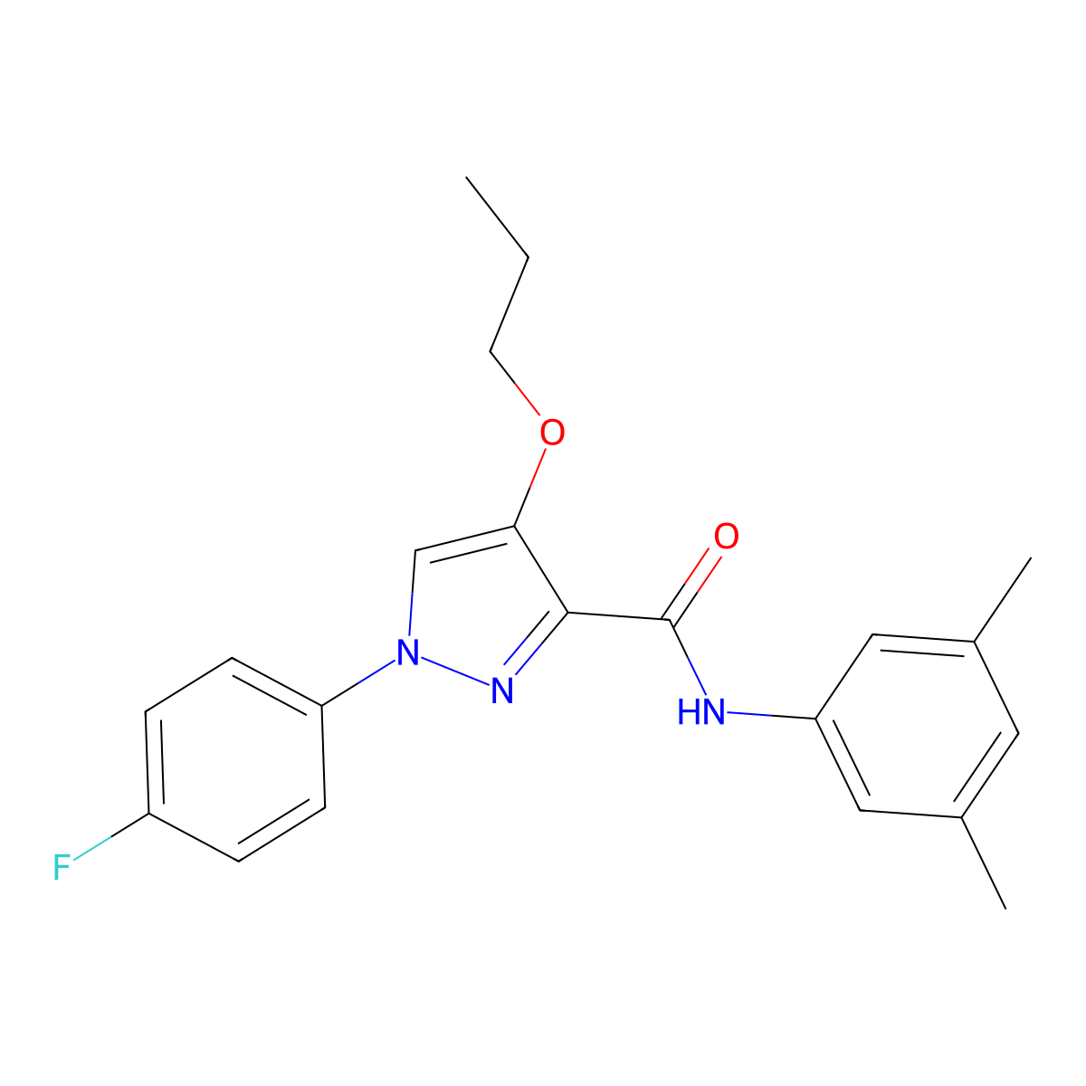 N-(3,5-dimethylphenyl)-1-(4-fluorophenyl)-4-propoxy-1H-pyrazole-3-carboxamide molecular structure, CAS 1211373-37-3