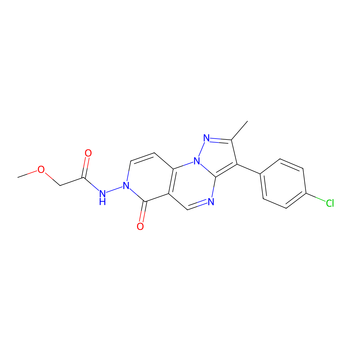 N-[3-(4-chlorophenyl)-2-methyl-6-oxopyrazolo[1,5-a]pyrido[3,4-e]pyrimidin-7(6H)-yl]-2-methoxyacetamide molecular structure, CAS 1211373-90-8