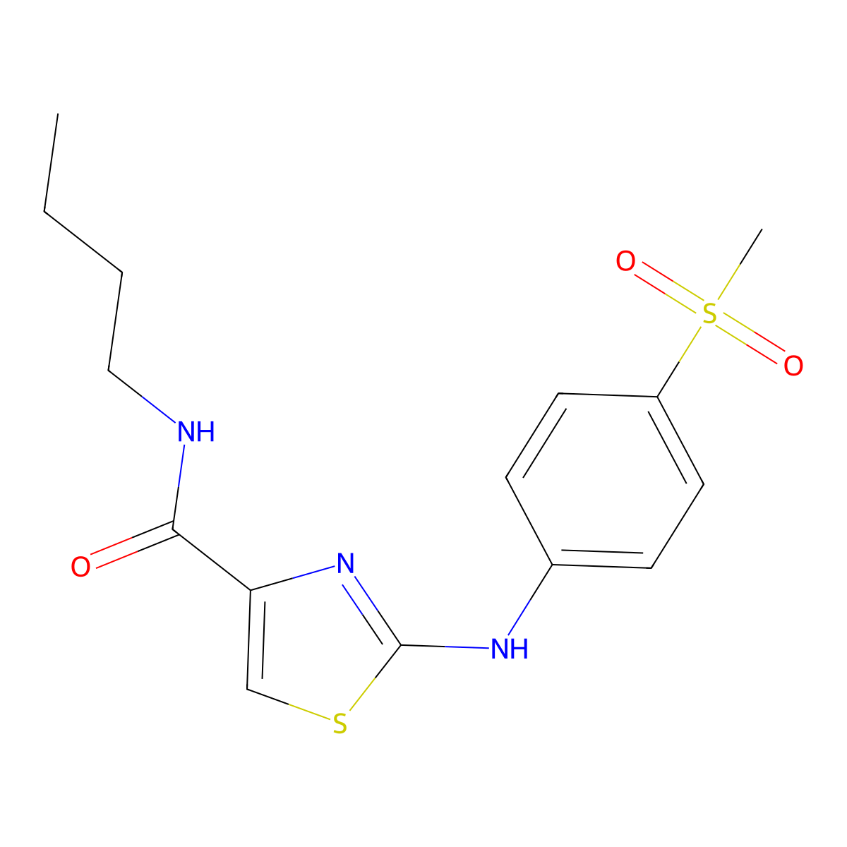 N-butyl-2-((4-(methylsulfonyl)phenyl)amino)thiazole-4-carboxamide molecular structure, CAS 1211374-23-0