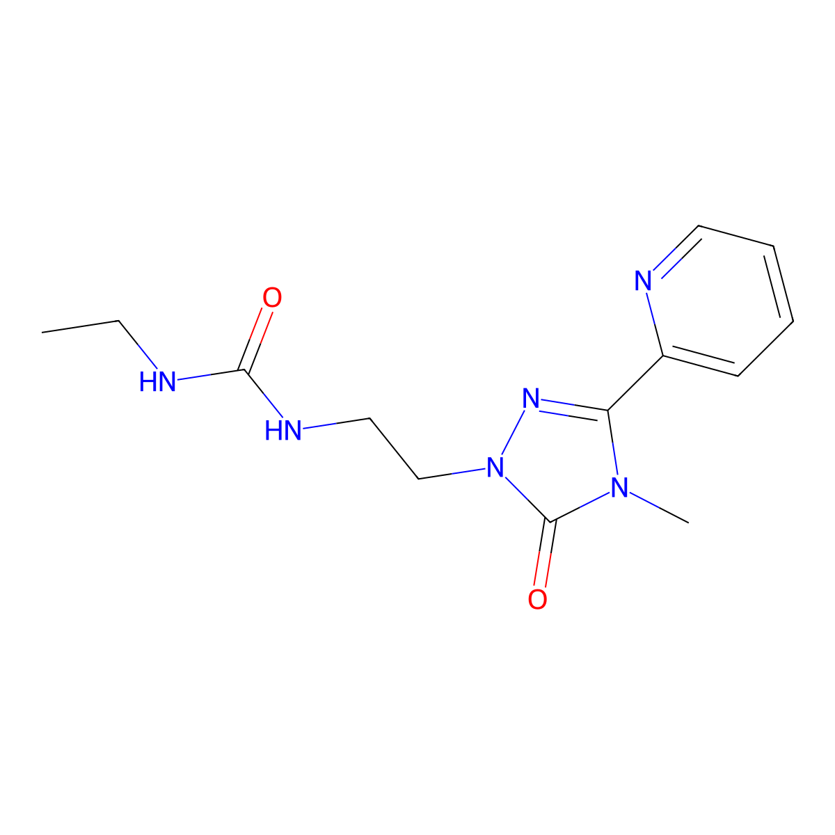 1-ethyl-3-(2-(4-methyl-5-oxo-3-(pyridin-2-yl)-4,5-dihydro-1H-1,2,4-triazol-1-yl)ethyl)urea molecular structure, CAS 1211375-20-0