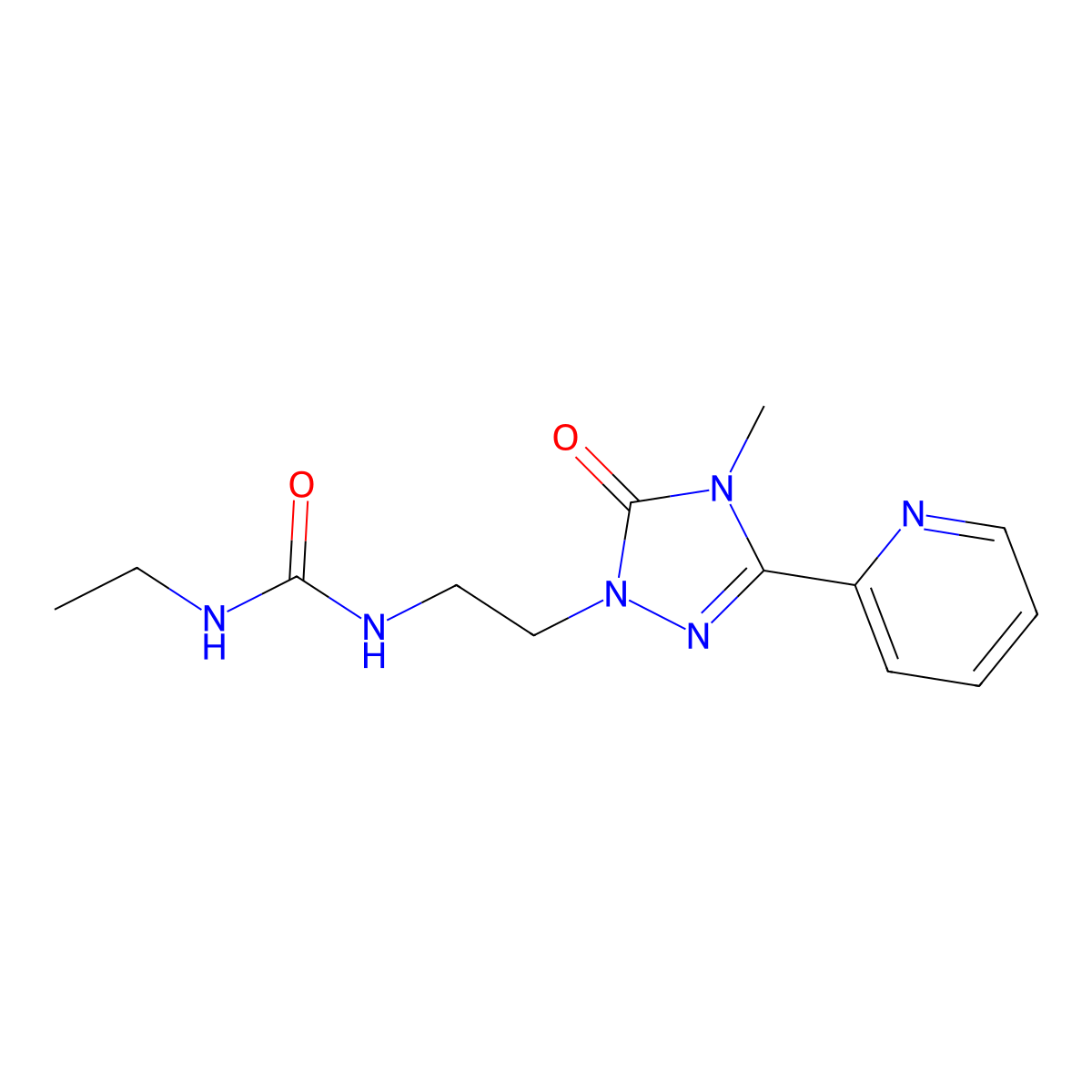 1-ethyl-3-(2-(4-methyl-5-oxo-3-(pyridin-2-yl)-4,5-dihydro-1H-1,2,4-triazol-1-yl)ethyl)urea molecular structure, CAS 1211375-20-0
