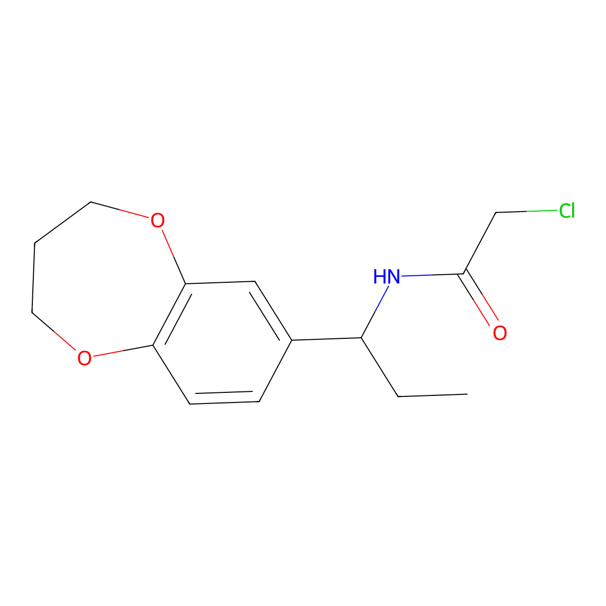 2-chloro-N-[1-(3,4-dihydro-2H-1,5-benzodioxepin-7-yl)propyl]acetamide molecular structure, CAS 1211379-20-2