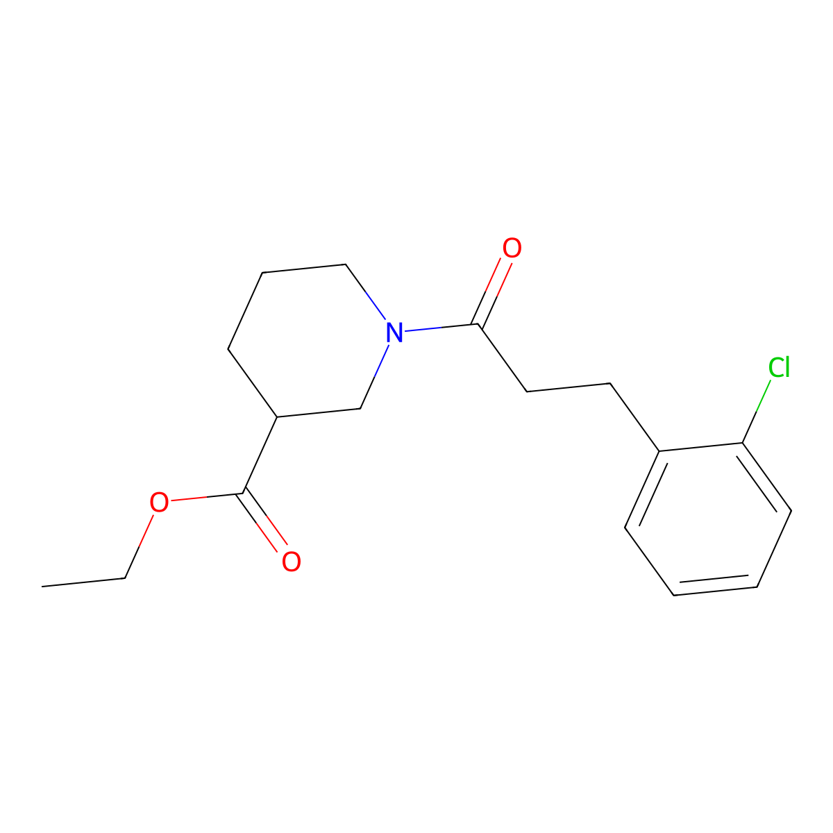Ethyl 1-(3-(2-chlorophenyl)propanoyl)piperidine-3-carboxylate molecular structure, CAS 1211379-56-4