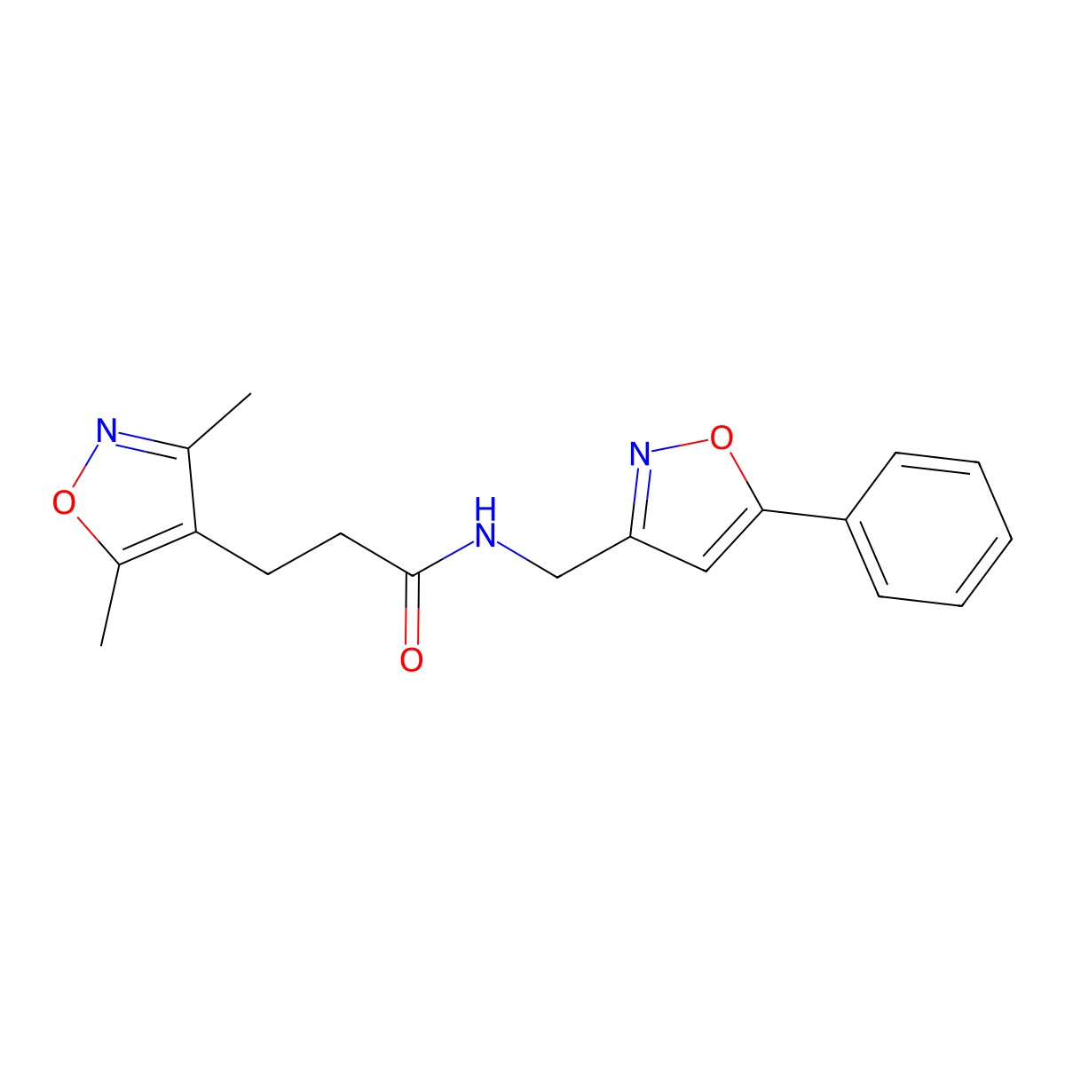 3-(3,5-dimethylisoxazol-4-yl)-N-((5-phenylisoxazol-3-yl)methyl)propanamide molecular structure, CAS 1211380-29-8