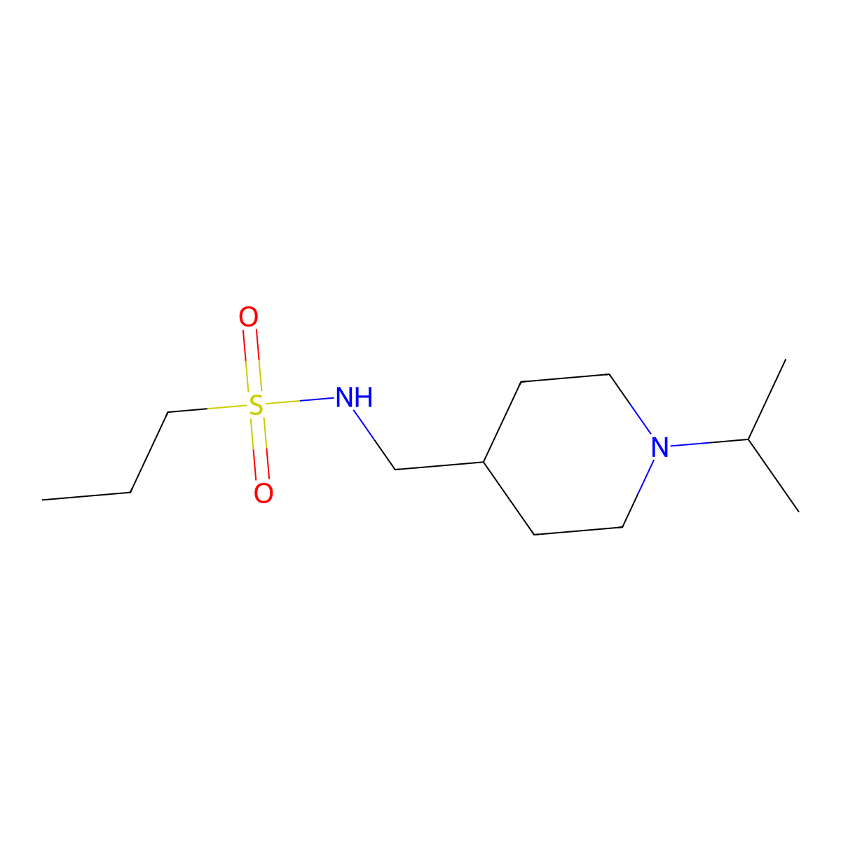 N-((1-isopropylpiperidin-4-yl)methyl)propane-1-sulfonamide molecular structure, CAS 1211382-74-9