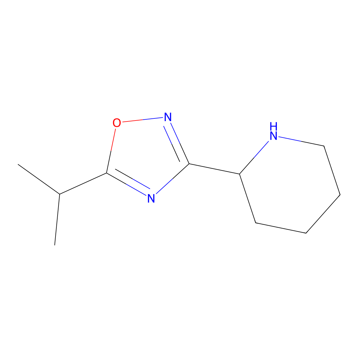 2-[5-(Propan-2-yl)-1,2,4-oxadiazol-3-yl]piperidine molecular structure, CAS 1211390-05-4