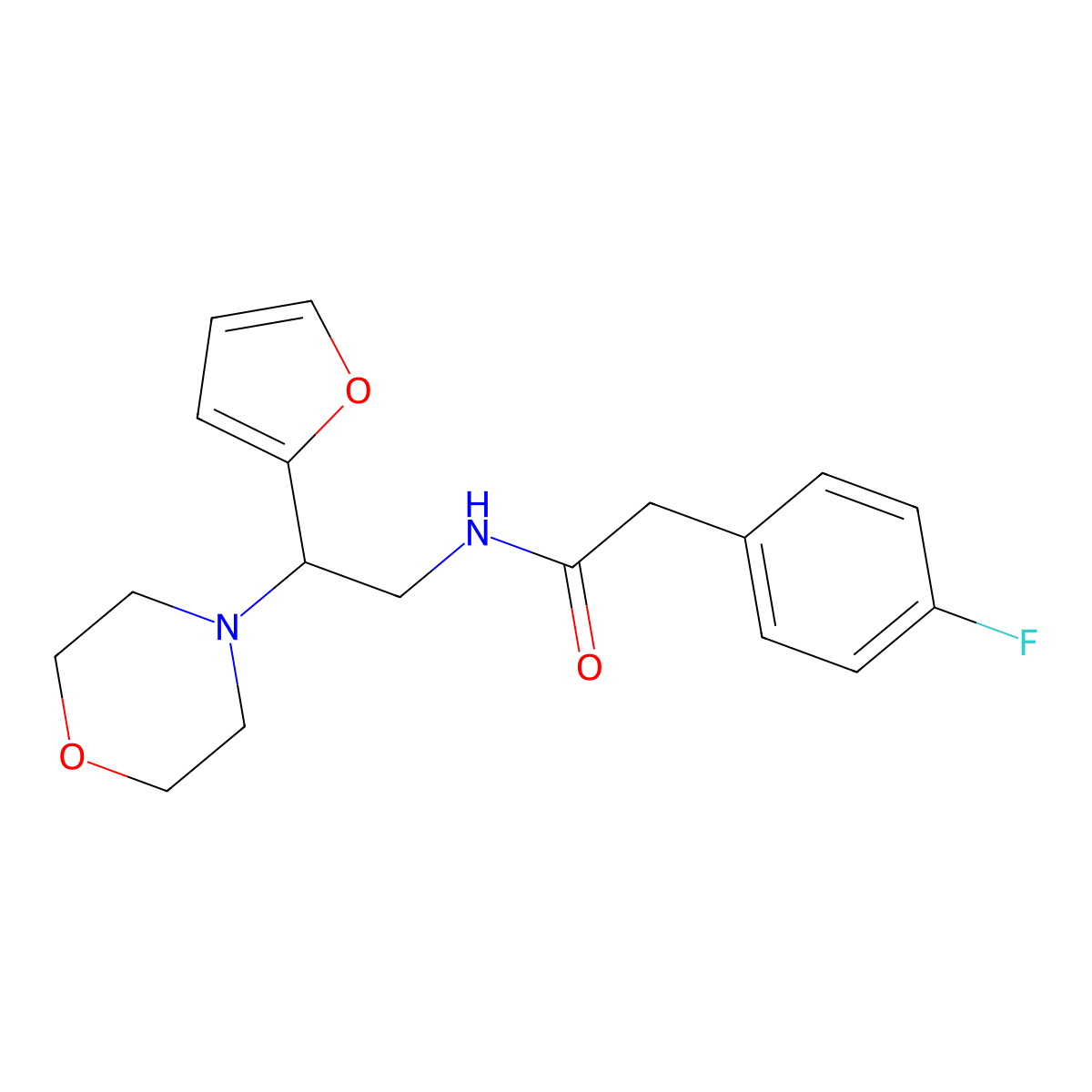 2-(4-fluorophenyl)-N-(2-(furan-2-yl)-2-morpholinoethyl)acetamide molecular structure, CAS 1211390-85-0