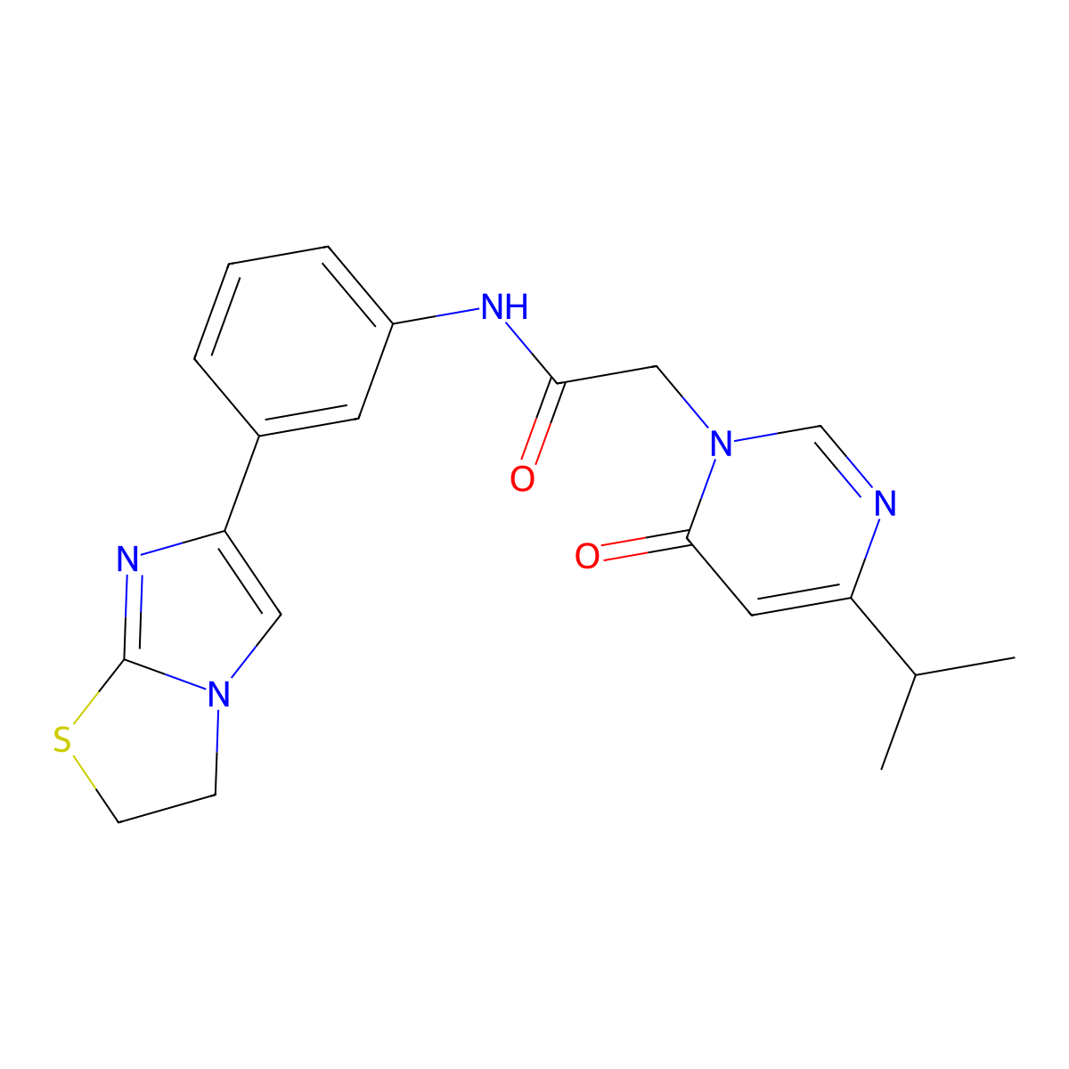 N-(3-(2,3-dihydroimidazo[2,1-b]thiazol-6-yl)phenyl)-2-(4-isopropyl-6-oxopyrimidin-1(6H)-yl)acetamide molecular structure, CAS 1211398-69-4