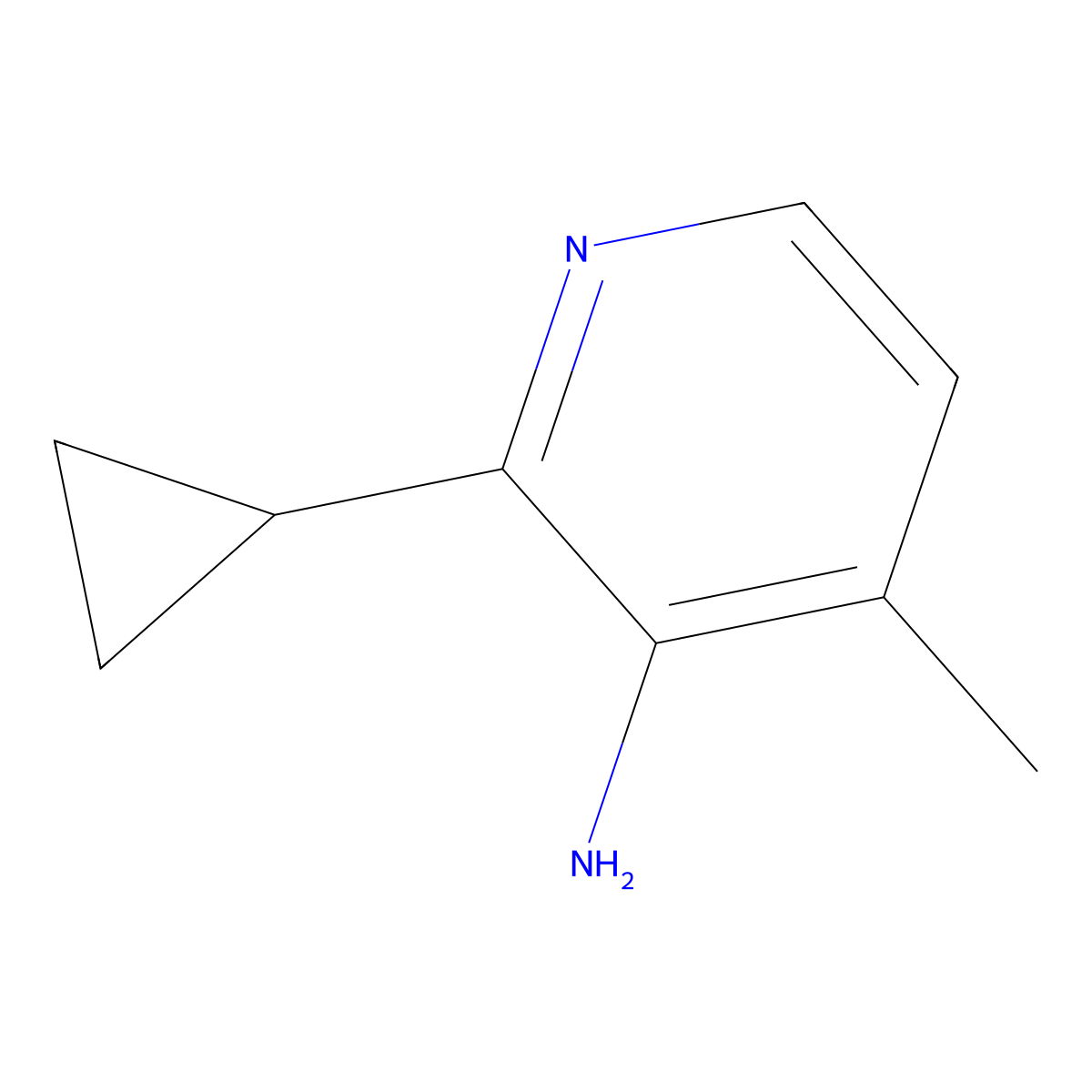 2-Cyclopropyl-4-methylpyridin-3-amine molecular structure, CAS 1211399-76-6