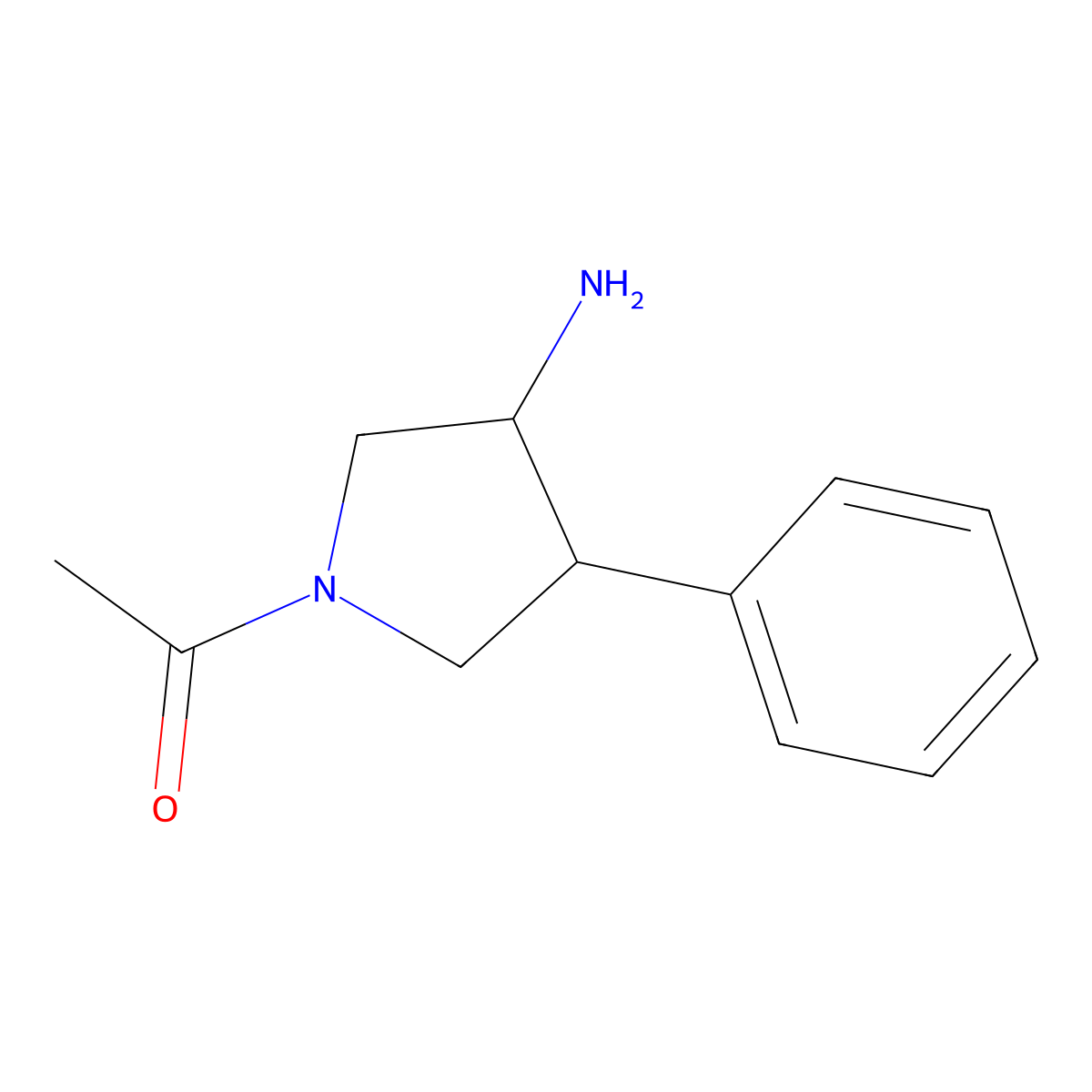 1-(3-Amino-4-phenylpyrrolidin-1-yl)ethanone molecular structure, CAS 1211400-98-4