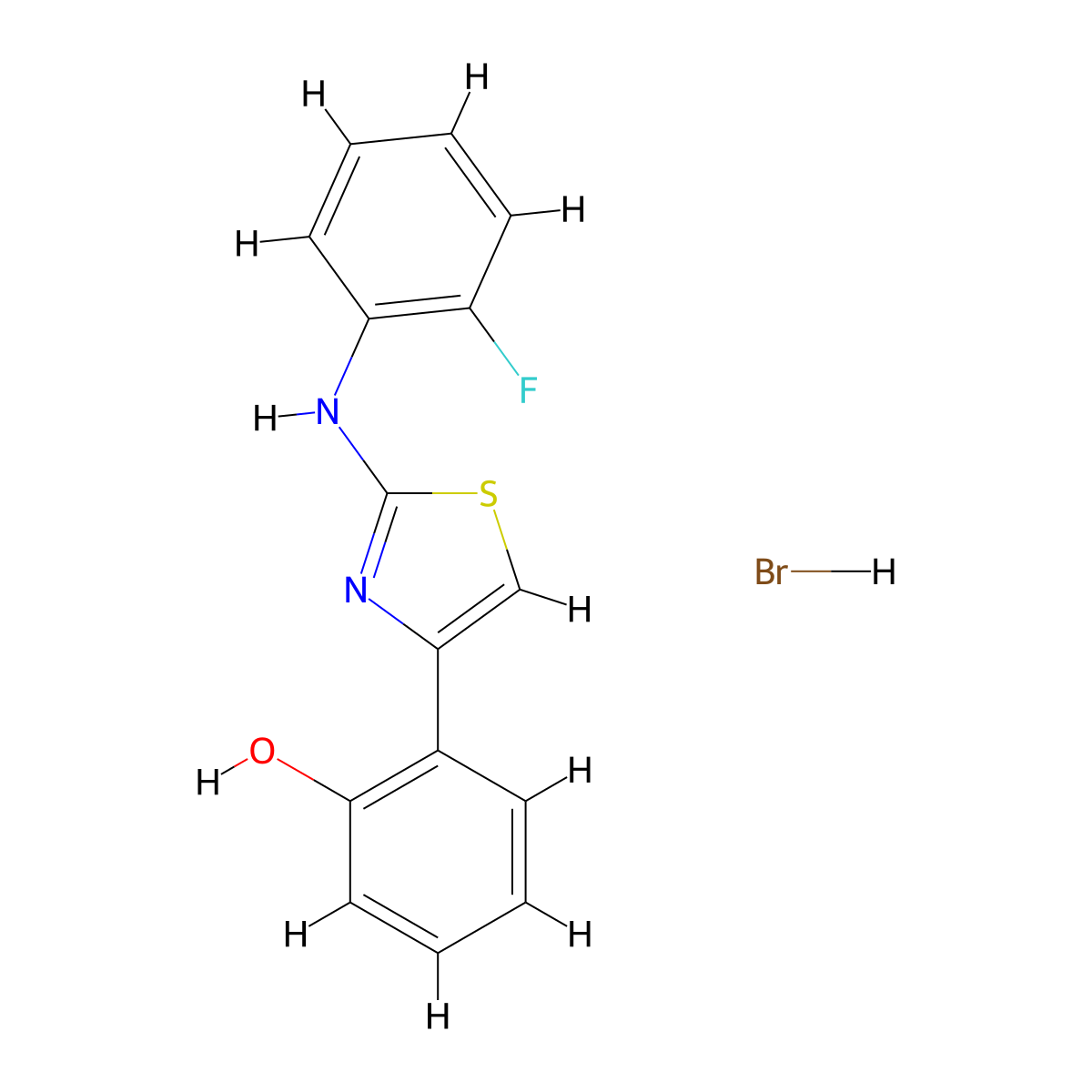 2-(2-Fluorophenyl)amino-4-(2-hydroxyphenyl)-1,3-thiazole hydrobromide molecular structure, CAS 1211414-44-6