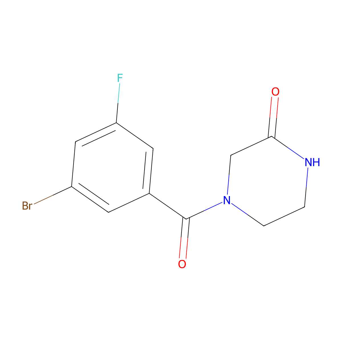 4-(3-Bromo-5-fluorobenzoyl)piperazin-2-one molecular structure, CAS 1211420-15-3