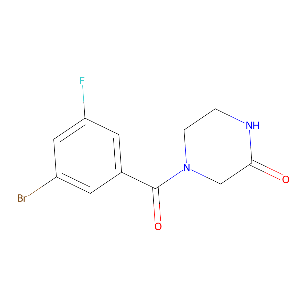 4-(3-Bromo-5-fluorobenzoyl)piperazin-2-one molecular structure, CAS 1211420-15-3