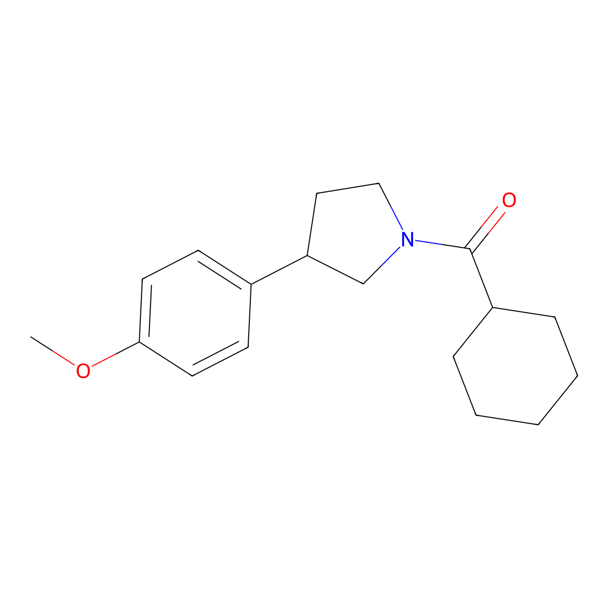 Cyclohexyl(3-(4-methoxyphenyl)pyrrolidin-1-yl)methanone molecular structure, CAS 1211425-46-5