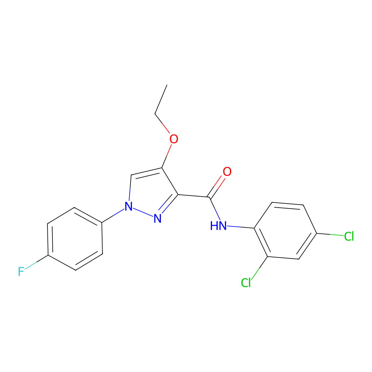 N-(2,4-dichlorophenyl)-4-ethoxy-1-(4-fluorophenyl)-1H-pyrazole-3-carboxamide molecular structure, CAS 1211426-28-6