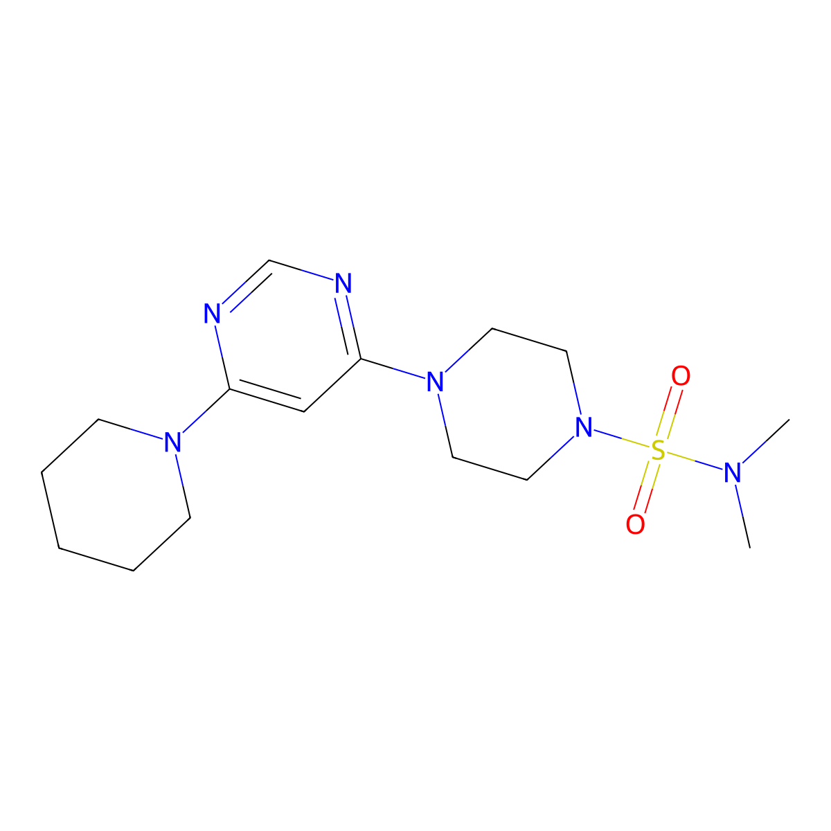 N,N-dimethyl-4-[6-(piperidin-1-yl)pyrimidin-4-yl]piperazine-1-sulfonamide molecular structure, CAS 1211426-74-2