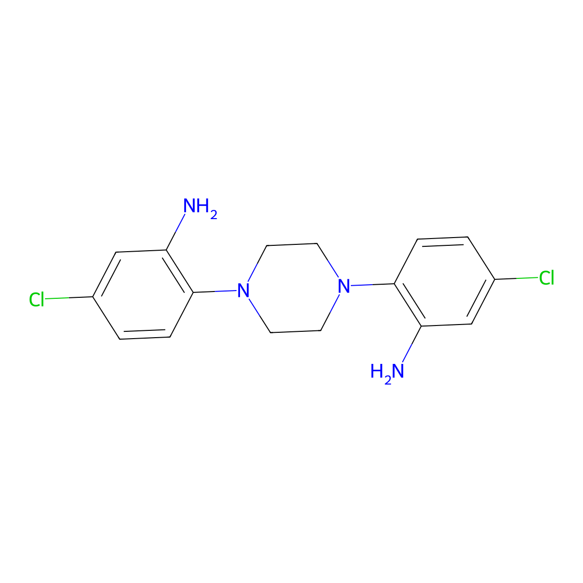 {2-[4-(2-Amino-4-chlorophenyl)piperazin-1-yl]-5-chlorophenyl}amine molecular structure, CAS 1211428-93-1