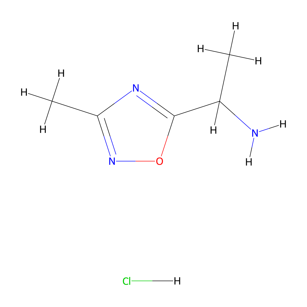 1-(3-Methyl-1,2,4-oxadiazol-5-yl)ethan-1-amine hydrochloride molecular structure, CAS 1211430-20-4