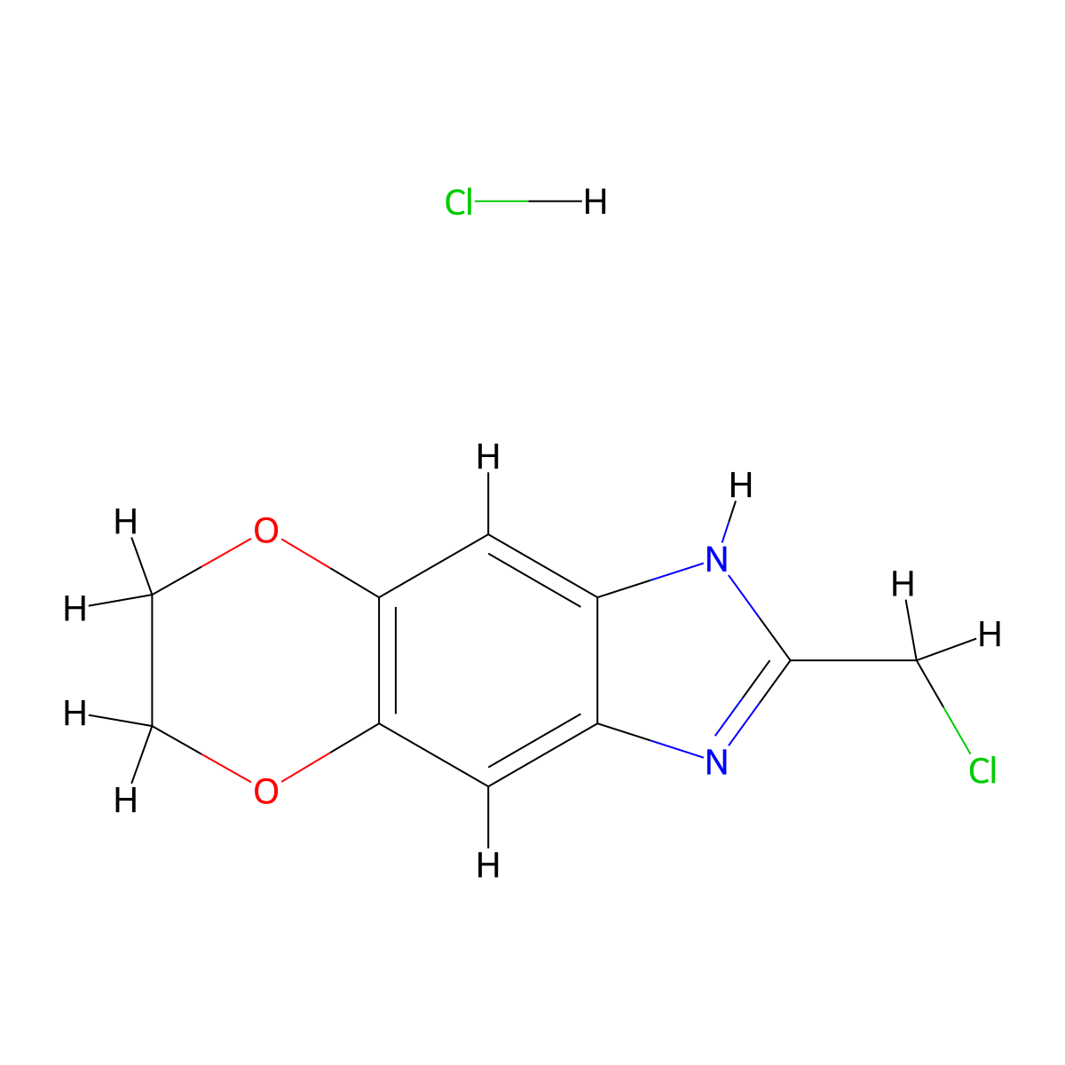 2-(Chloromethyl)-6,7-dihydro-1H-[1,4]dioxino[2,3-f]benzimidazole hydrochloride molecular structure, CAS 1211430-27-1