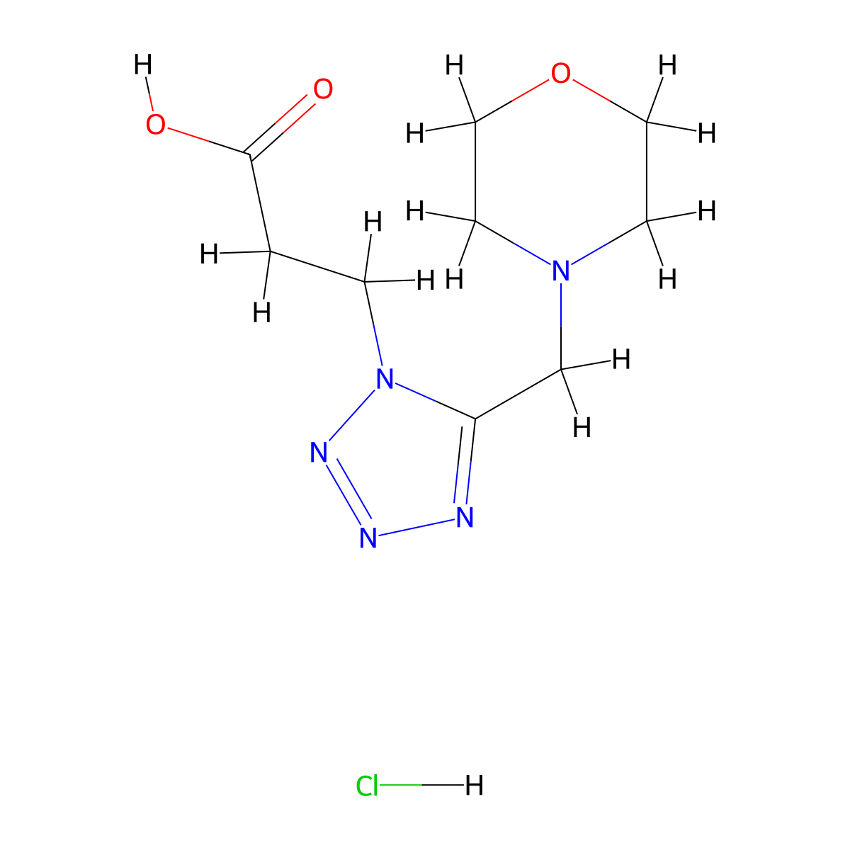 3-[5-(morpholin-4-ylmethyl)-1H-tetrazol-1-yl]propanoic acid hydrochloride molecular structure, CAS 1211430-45-3