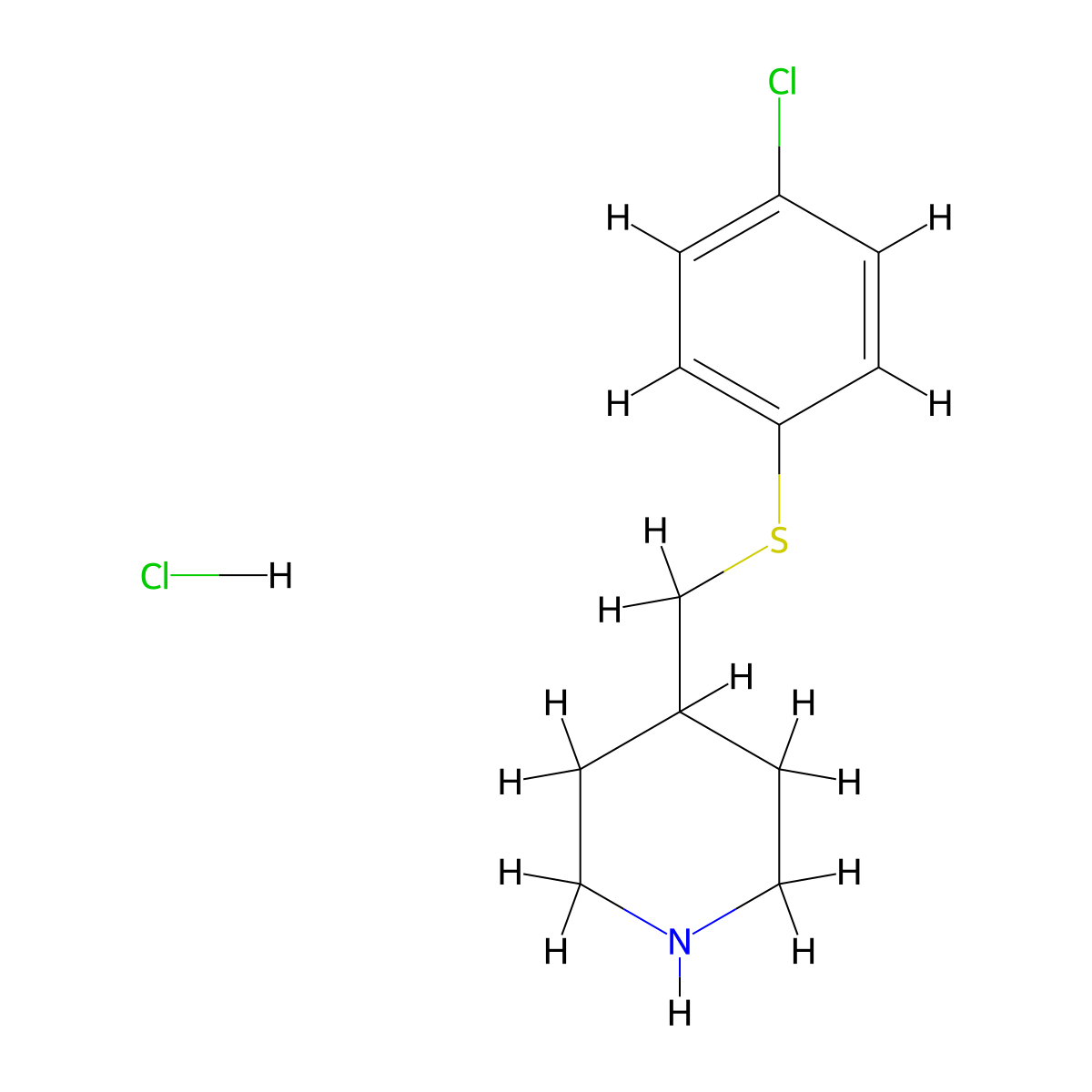 4-(((4-Chlorophenyl)thio)methyl)piperidine hydrochloride molecular structure, CAS 1211431-11-6