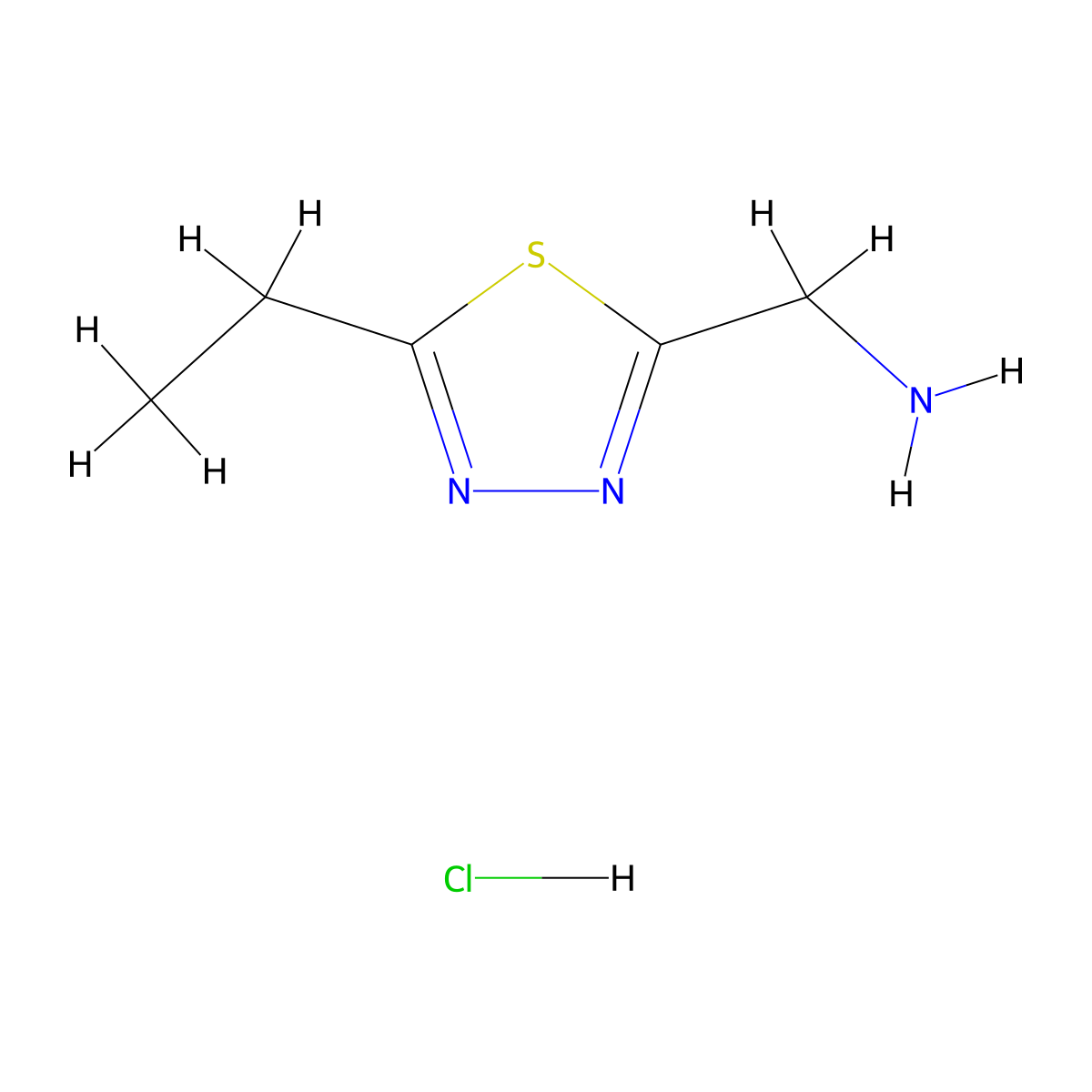(5-Ethyl-1,3,4-thiadiazol-2-yl)methanamine hydrochloride molecular structure, CAS 1211431-82-1