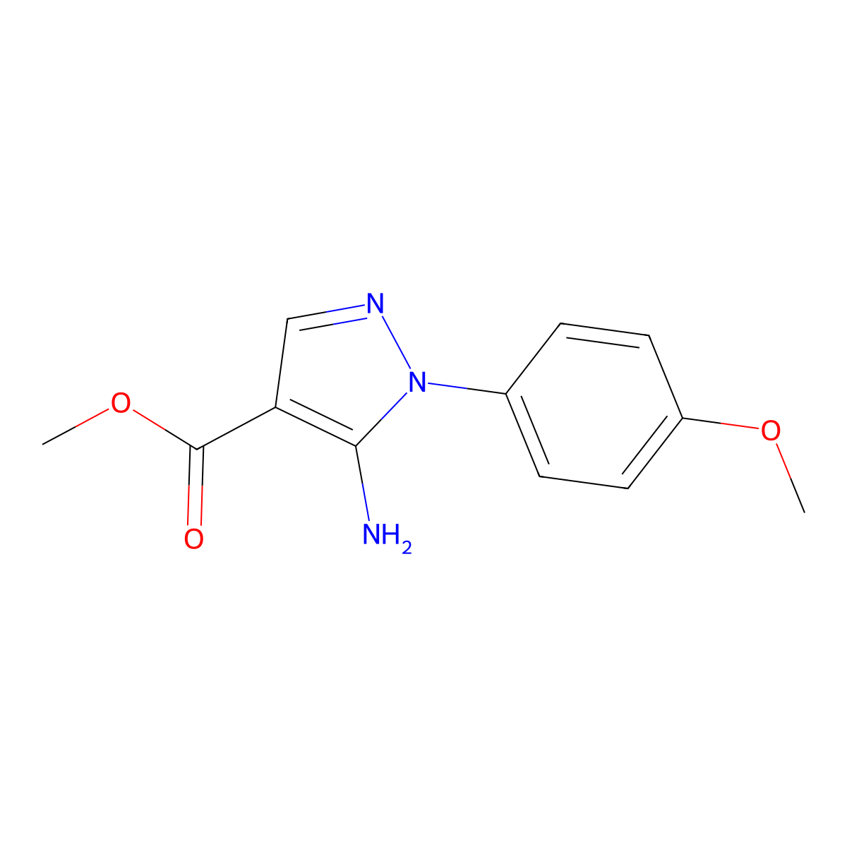 Methyl 5-amino-1-(4-methoxyphenyl)-1H-pyrazole-4-carboxylate molecular structure, CAS 1211437-03-4